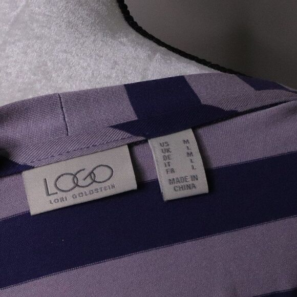 Logo Lori Goldstein | Striped V Neck Sleeveless Tunic Blouse - Picture 6 of 8